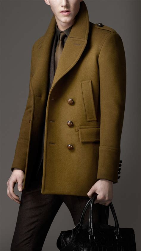 green peacoat burberry|Burberry men's overcoat sale.